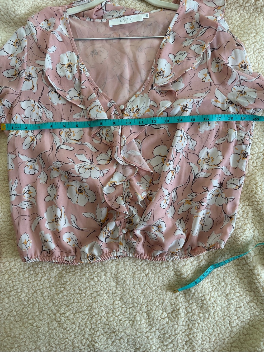 ASTR the label Blush Pink Floral Ruffle Button-Front Blouse - Picture 6 of 7